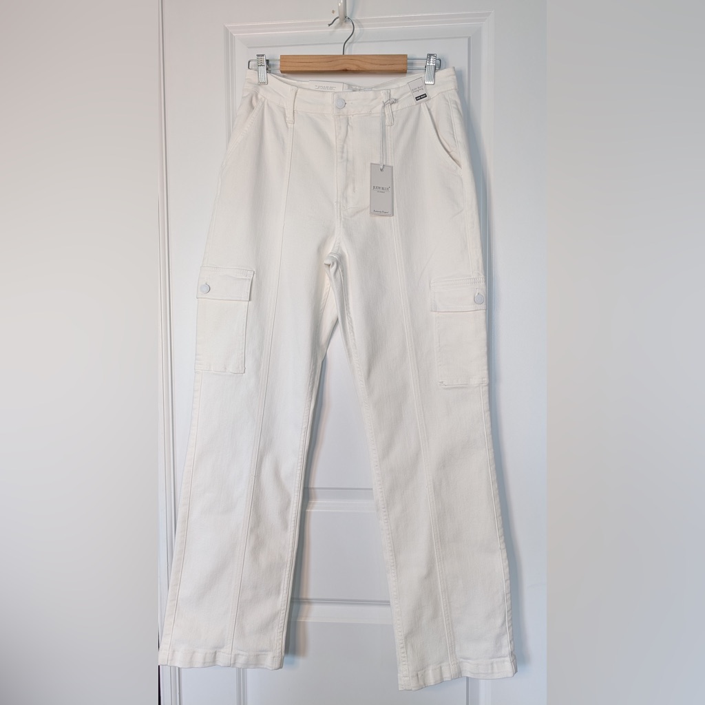 Judy Blue High Rise Cargo Straight Leg Jeans White Nwt Size 11/30